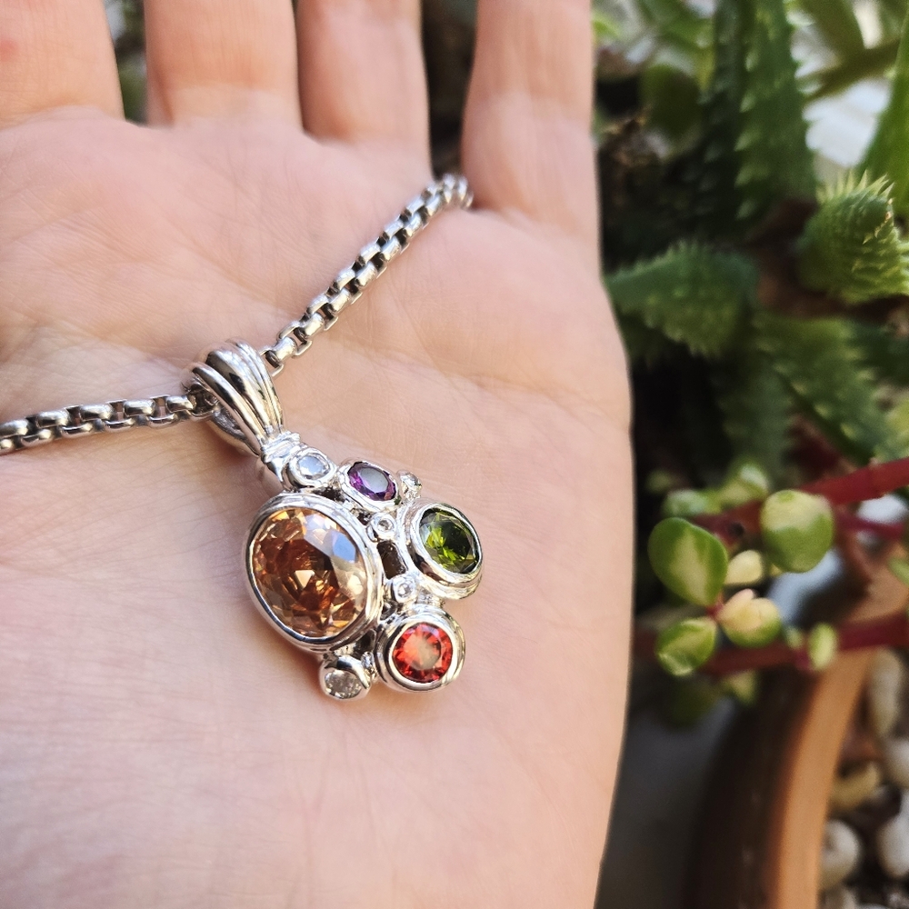 Vintage Silver Gemstone Necklace